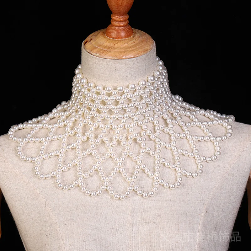 European wedding dress accessories Handwoven pearl shawl necklace personalized beaded sweater chain