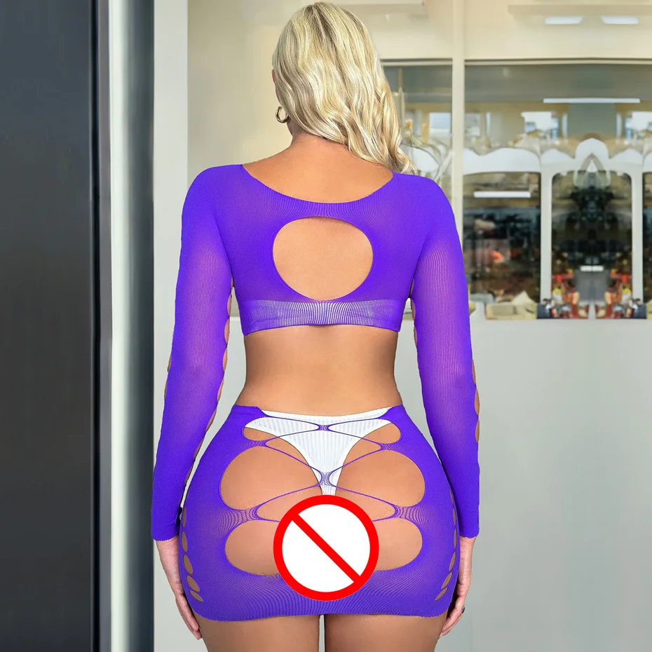 Lencería Sexy para mujer, ropa interior, vestido de rejilla, picardías, camisón, ropa de dormir, Bodystocking calado, lencería erótica, disfraz Porno