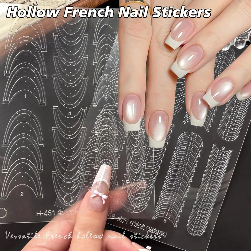 3Pcs Hollow French Butterfly Nail Stickers Transparent Auxil