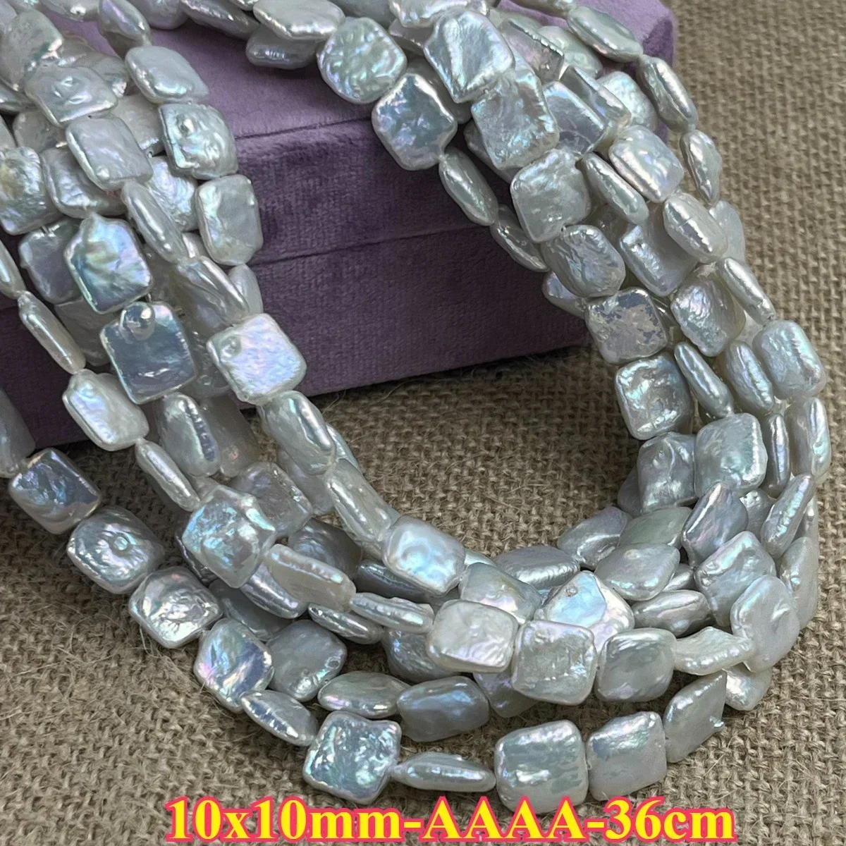 

10x10mm4A Radiant Natural Freshwater Pearl Spacer White Square Baroque Bead Jewelry MakeDIY Necklace Bracelet Women Gift Wedding