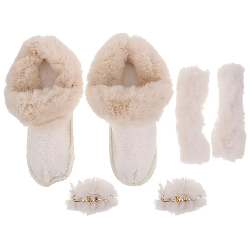 

1Set Thickened Cotton Shoe Stockings Warm White Shoes Liner Size 38-39 Removable Washable Cozy Winter Shoes Liners