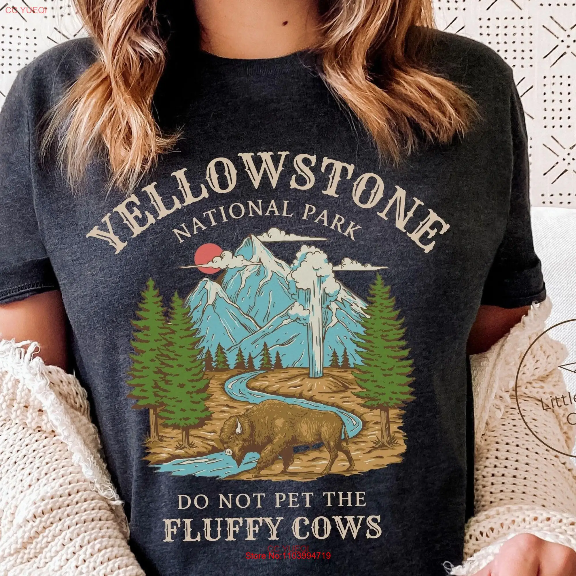 Yellowstone National Park T Shirt Do not Pet the Fluffy Cows  long or short sleeves