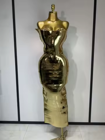 Women Luxury Gold Sequin Strapless Crystal Bodycon Y2K Evening Party Dress One Piece Celebrity Gala Gown Birthday Club Dress