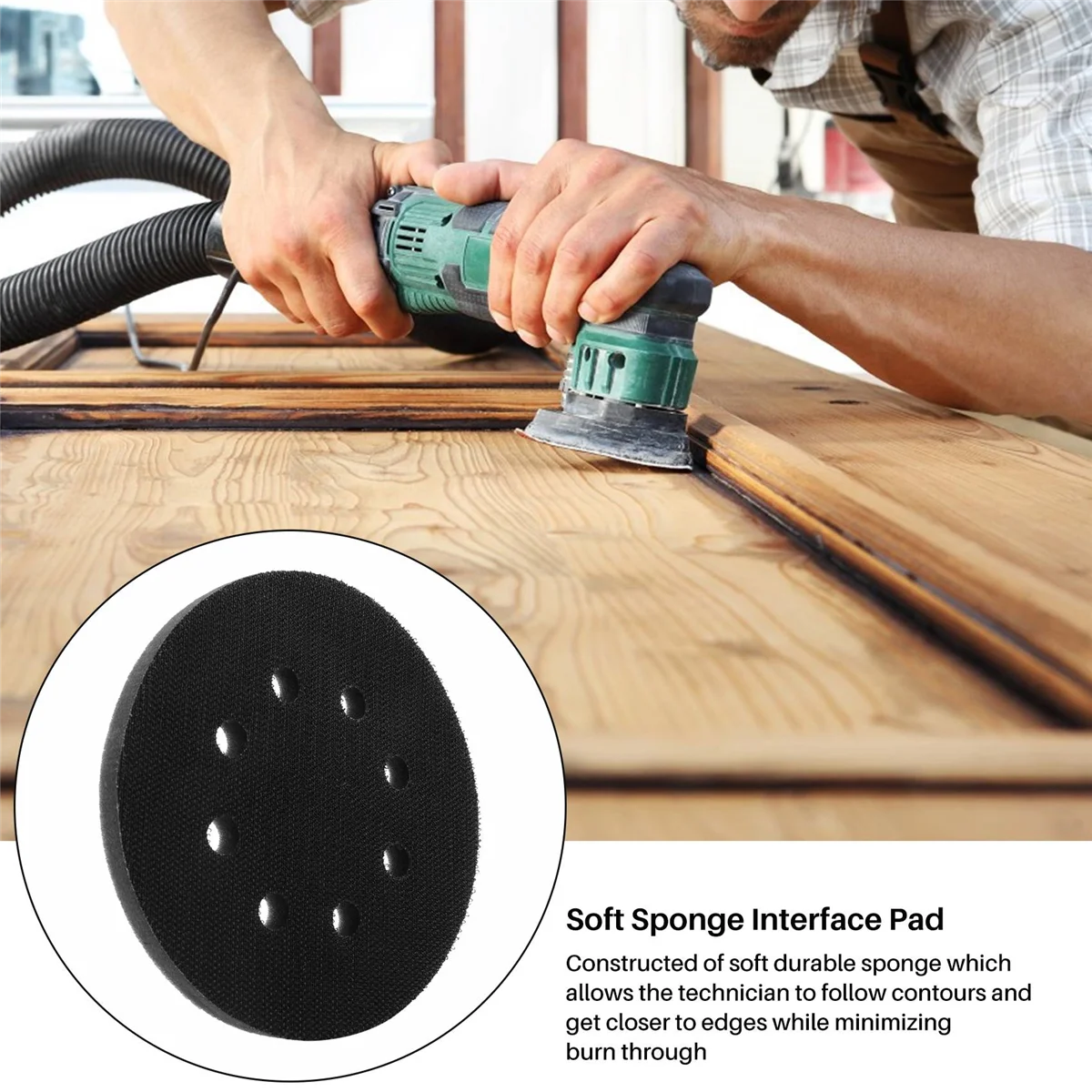 Soft Sponge Interface Pad, almofadas de lixamento, gancho e loop, discos para polimento desigual, 8 furos, 5 ", 125mm, 2 peças