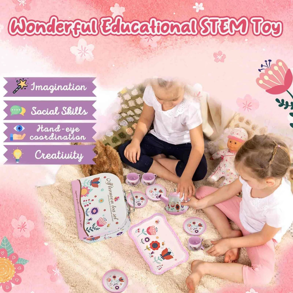 WizKidz-Service à thé pour petites filles de 3 à 6 ans, jouets pour tout-petits, apprentissage des compétences sociales, cadeau d'anniversaire pour les filles