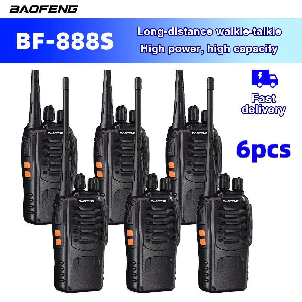 2/4/6PCS Baofeng BF-888S UHF Two-Way Radio 400-470MHz 16CH With Headset 5km Long Range Walkie Talkie Self-Driving Travelling