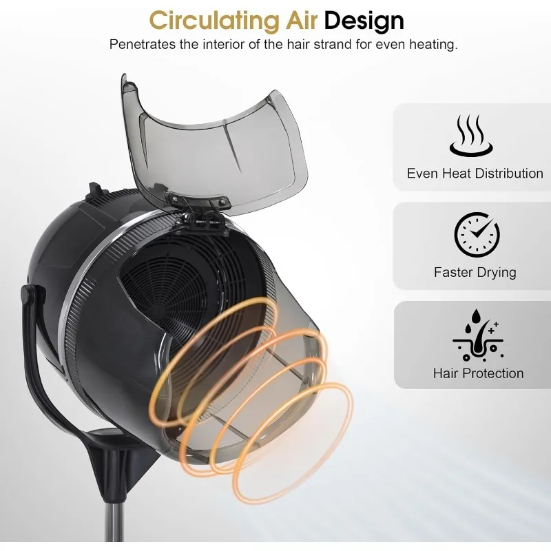 

BarberPub 1300 Вт Фен для волос с капюшоном и подставкой, регулируемая по высоте напольная катящаяся основа, оборудование для салонов красоты