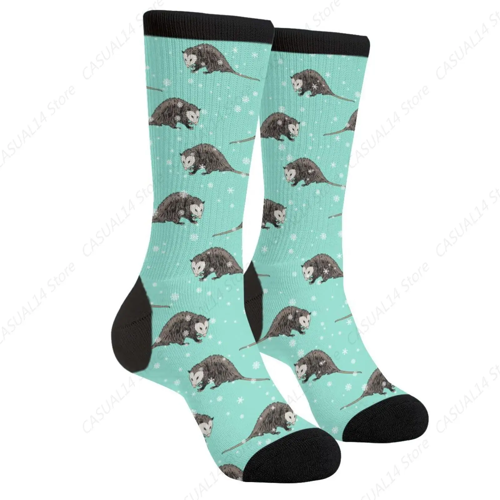 Opossum Novelty Crew Socks Dress Socks Casual Mid Calf Socks Funny Cute Socks For Women Men