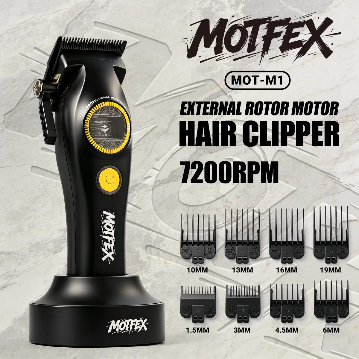 MOTFEX M1C New External Rotor 7200PM Brushless Motor Professional Electric Hair Clipper DLC Blade Men‘s Hair trimmer Haircut