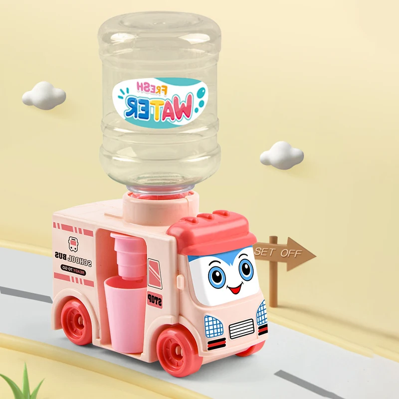 Dispensador de agua 2 en 1, Mini enfriador de agua simulado, juguetes para bebés, coche deslizante de empuje, juego de simulación, juguete de cocina, bebedero de salida, regalo para niños