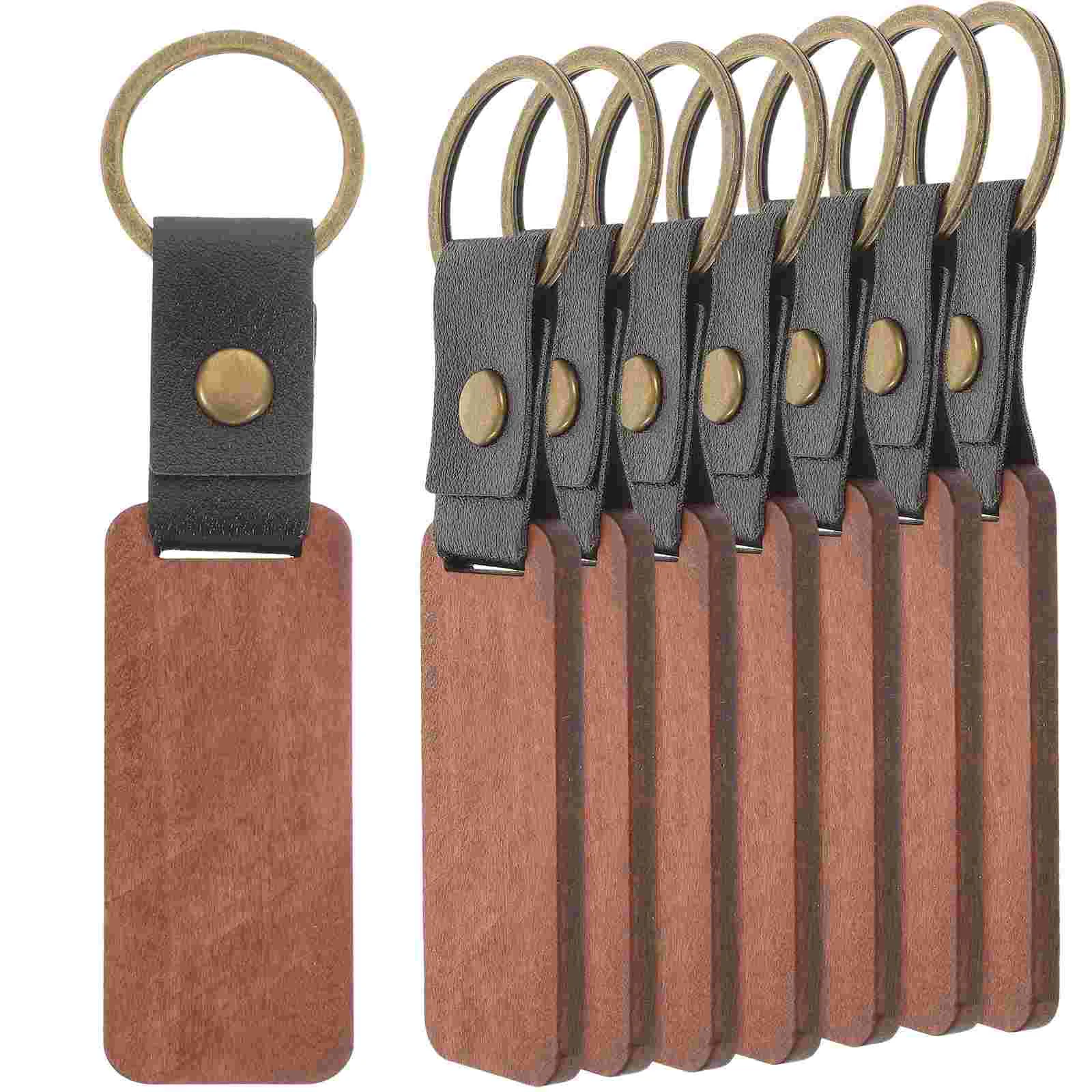 8 Pcs Wallet Engraved Keychain Wristlet Engravable Wood DIY Supplies Unfinished Blank