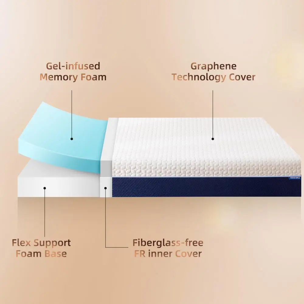 Materasso doppio per bambino, materasso in Memory Foam Gel rinfrescante da 6 pollici in una scatola, Gel freddo-infusione per il sonno più fresco, copertura traspirante