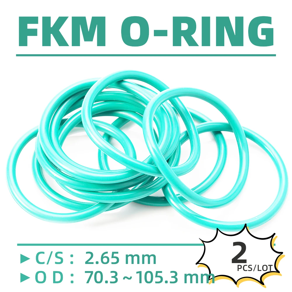 

2PCS/Lot Rubber FKM CS 2.65 mm OD 70.3/72.3/73.3/74.3/75.3/76.3/78.3/79.3/80.3/82.8mm O Ring Gasket Oil Resistant Waterproof