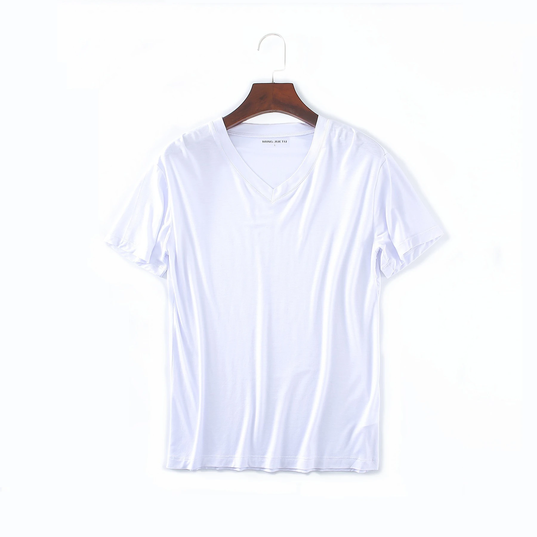 2026 Brand New Men's Modal T-Shirt V-Neck Large Size Men T-Shirt Short Sleeve Loose Man T-Shirt Solid Color for Male Tops Tees