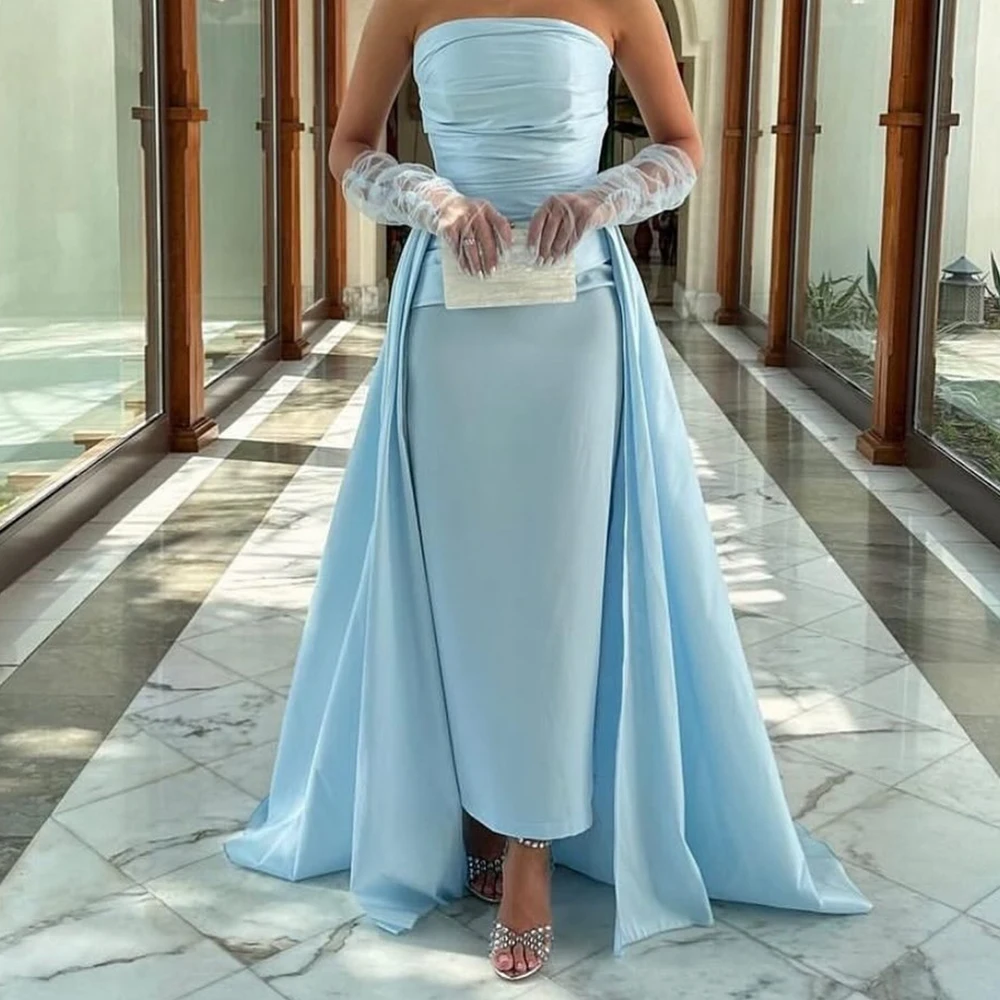 Customized High Quality Jersey Straight Detachable Sleeve Evening Dress Delicate Floor Length vestidos para mujer Custom Made