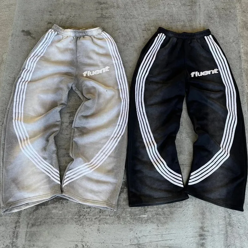 Faionable Y2K Pantaloni sportivi larghi Street Sle Coppia Felpa con cappuccio Stampa lettera Pantaloni lunghi Pantaloni casual a gamba dritta