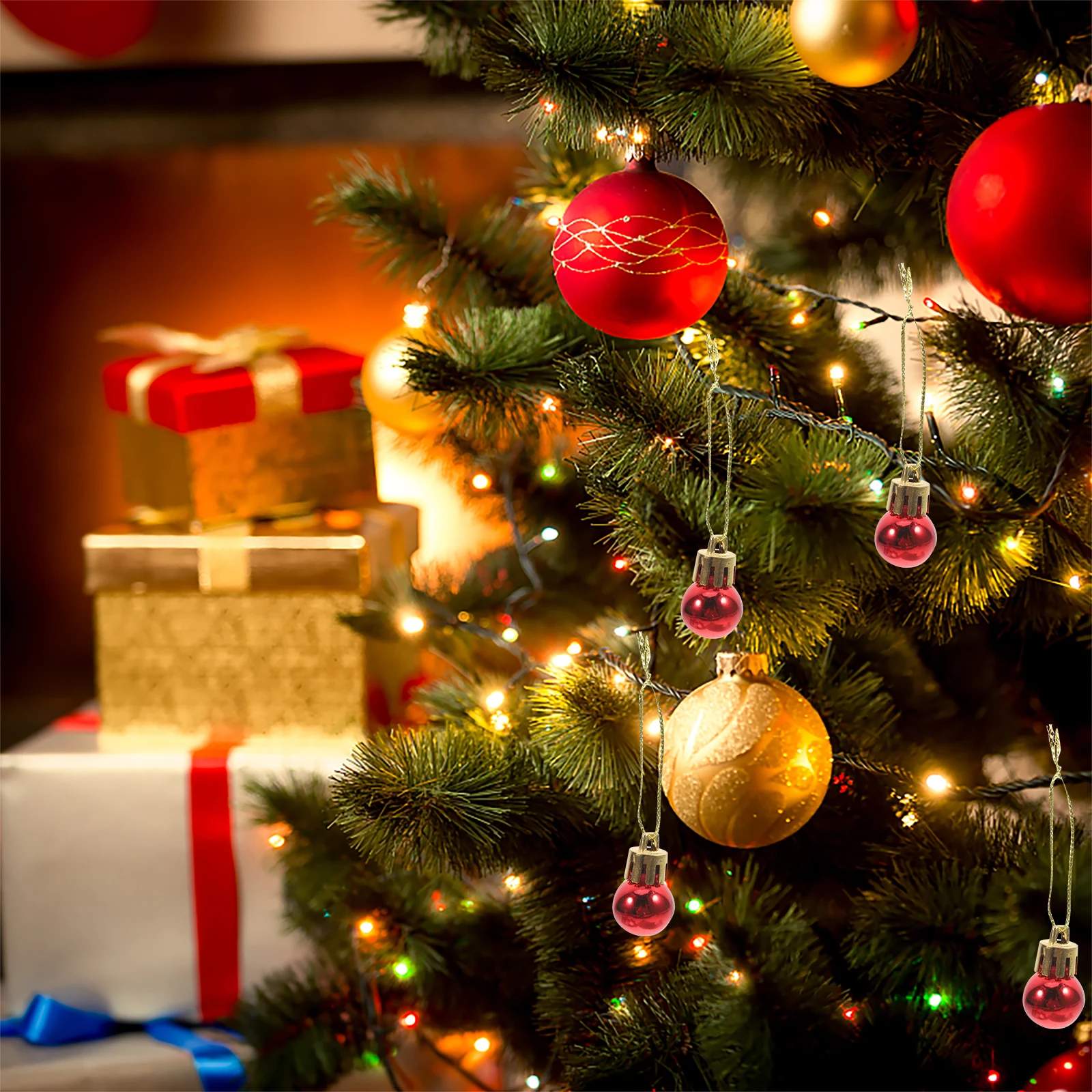 

24 Pcs Decoration Hanging Pendant for Christmas Tree Red Color Lightweight Plastic Outdoor Home Garden Festive