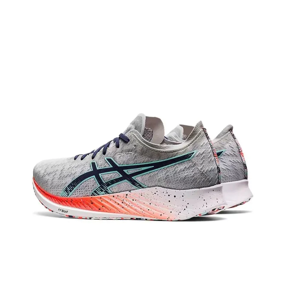 Asics Metaracer 1.0 Racing Mesh Fabric Low-cut Carbon Plate Buty treningowe do biegania dla mężczyzn Szary Niebieski