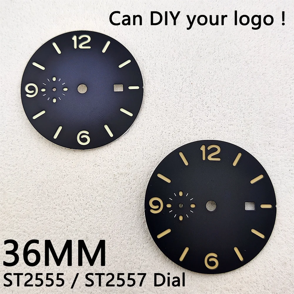 

Мужские часы 36 мм, циферблат ST2555, зеленый светящийся циферблат, аксессуары для часов, детали подходят для ST2557 ST2555, механизм GMT, циферблат часов ST2557, циферблат