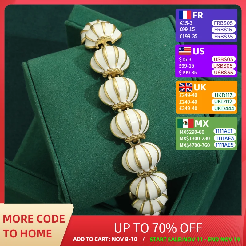 

Vintage Enamel Lantern Bracelet Chram Drip Oil White Antique Gold Color Accessories For Woman Luxury Dubai 2025 Trend Jewelry