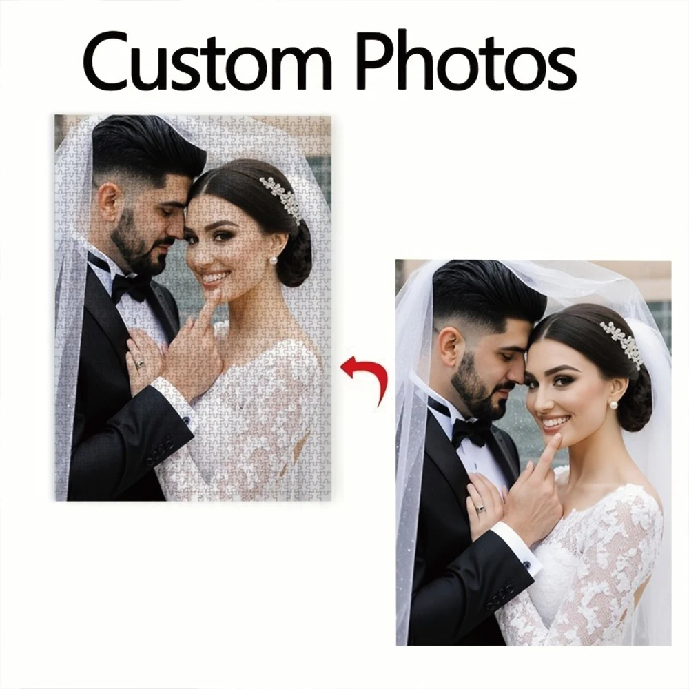 35/300/500/1039pcs Personalized Custom Photo Puzzle Wedding Photos Customize Your Puzzle To Create An One-Of-A-Kind Present.