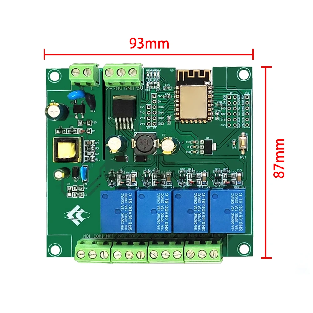 ESP8266 Wireless WIFI Relay Module 4-Channel ESP-12F Development Board AC90-250V/DC7-30V/5V E-WeLink APP Remote Control