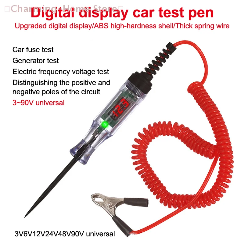 【M】1PC Digital Display Voltage Circuit Tester 6V 12V 24V Multifunction Car Diagnostic Probe Test Pen Auto Diagnostic Detector