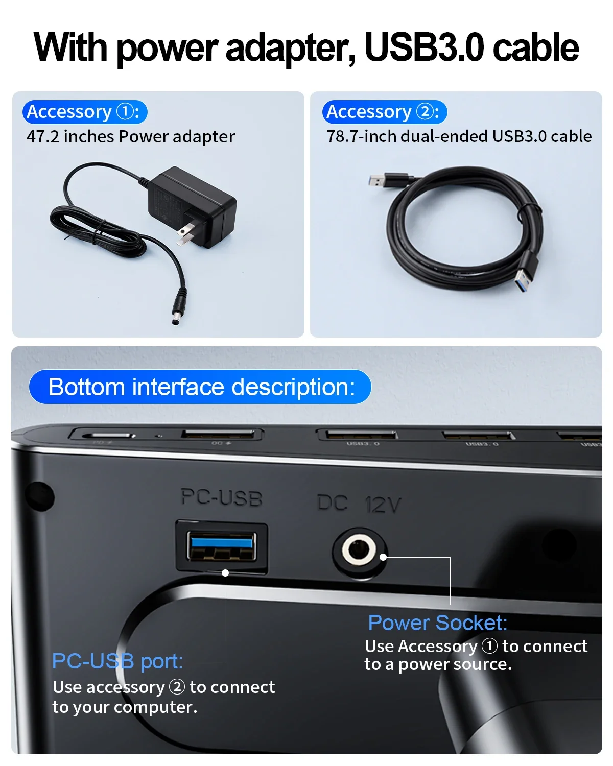 Eary Computer Monitor Stand Riser 4.5-6.3" Height Adjustable with Phone Holder with 4-Port USB 3.0 Type-C for Computer Laptop