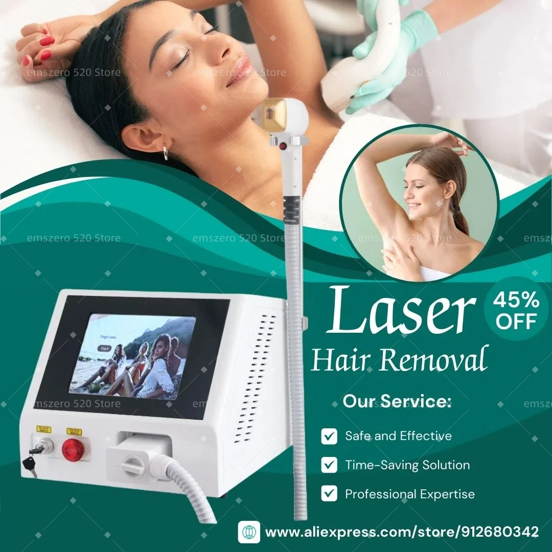 Professional 808 Diode Laser Hair Removal Machine Triple Wavelength Painless Permanent Portable 808nm 755nm 1064nm