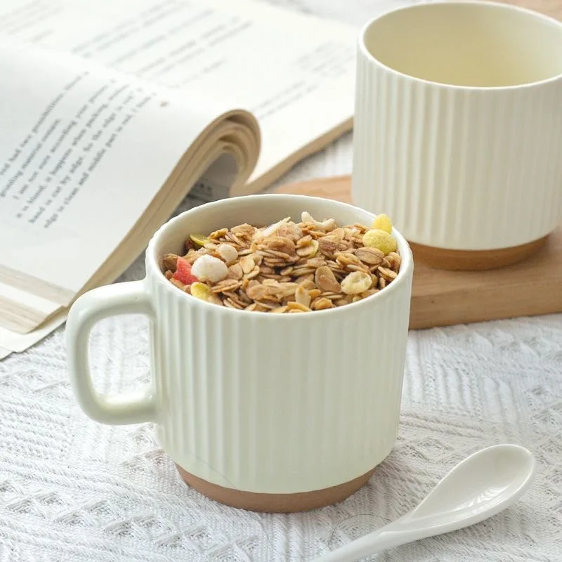 Simple Ceramic Coffee Mug Oatmeal Milk Breakfast Cup High Temperature Resistant Office Living Room Kitchen Home Drinkware Tool