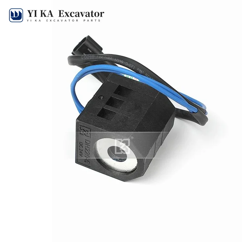 For Doosan  daewoo DH220-5 Zhuzi Pump Electromagnetic Valve Travel Coil 24V Excavator Pilot Safety Locking Electromagnetic Valve