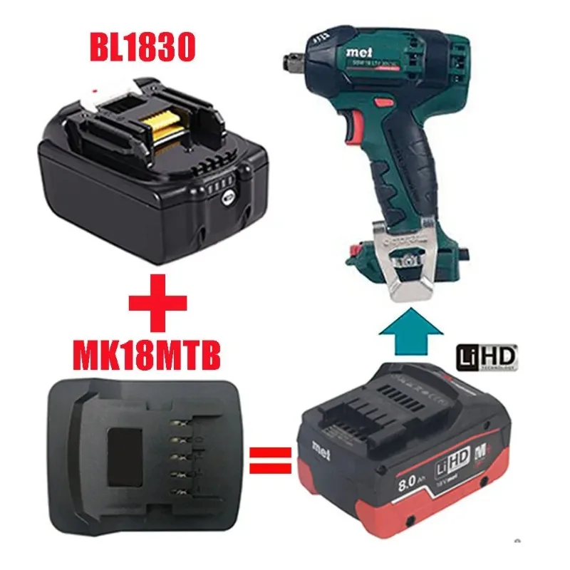 MK18MTB Power Tool Battery Adapter Converter Compatible with For Makita 18V Li-Ion Batteries To Work for Metabo 18V Power Tools