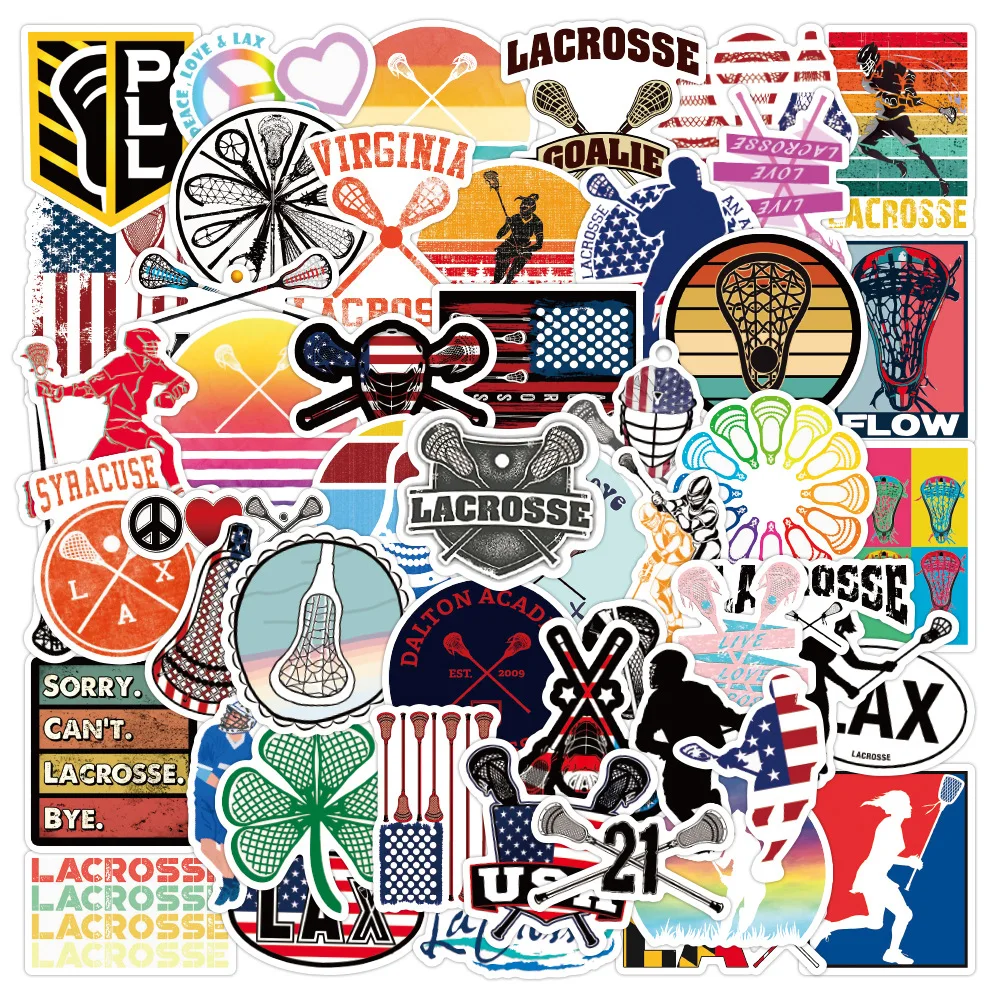

50PCS Lacrosse Sticker Cartoon Style Sports DIY Decorative Laptop Luggage Phone Case Water Cup iPad Waterproof Sticker Kids Toy