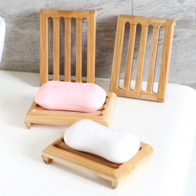 

Portable Wooden Natural Bamboo Soap Dish Tray Holder Storage Soap Rack Plate Container Bathroom Accessories Storage Organizer