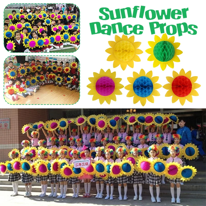 35cm 10 Pcs Sunflower Stage Performance Props Kid School Sports Meeting Opening Ceremony Party Festival Hand-held Flower