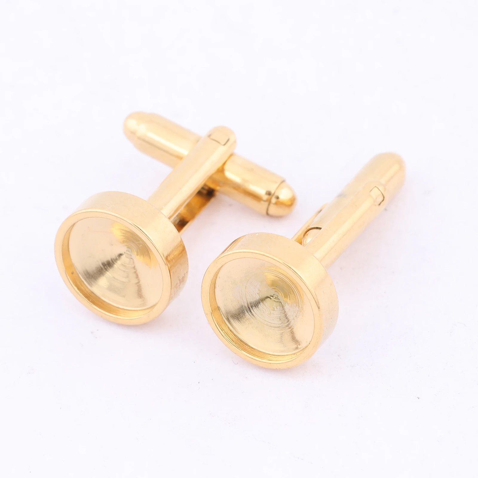 6pcs Stainless Steel Cufflink Base Blanks Fit 10mm Pointback Cabochon Stone Cuff Link Bezel Settings Diy Jewelry Findings