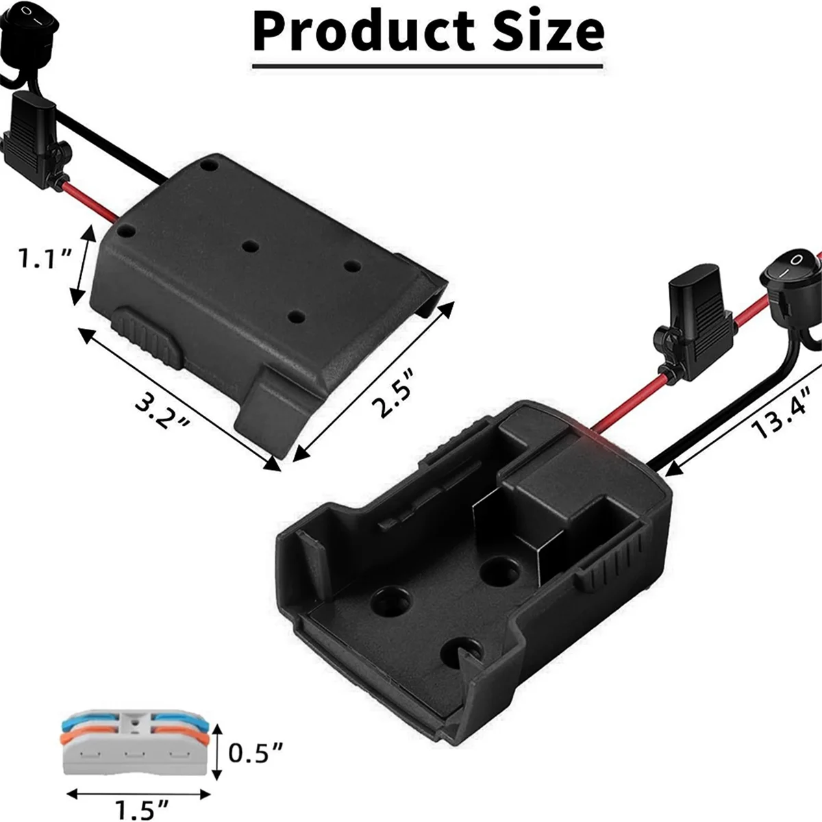 12AWG Power Wheels Adapter for Milwaukee 18V Team Lithium Battery Power Connector DIY W/Switch