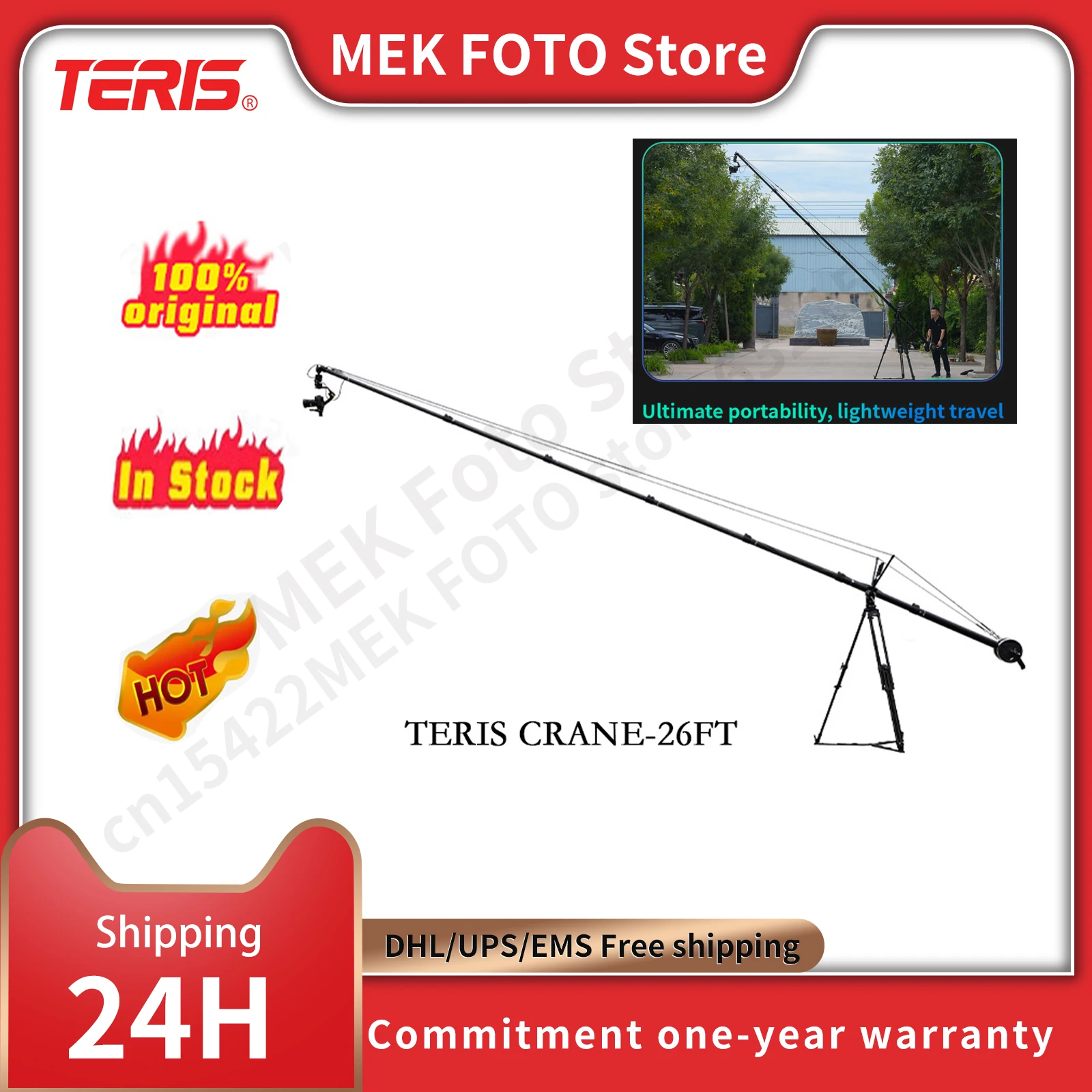 Teris 26 pies CRANE-26FT 8 metros de fibra de carbono Mini Jib profesional mini cámara de vídeo DSLR Jib Crane Arm carga útil 10KG