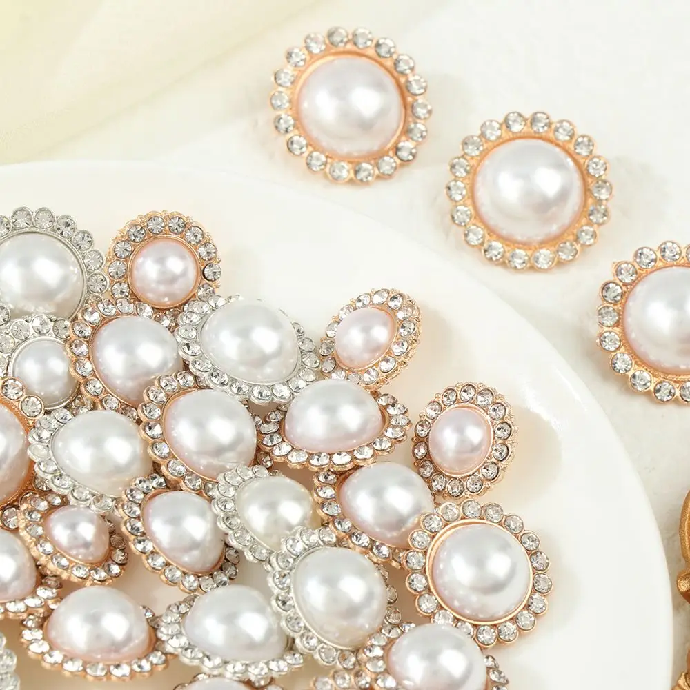 

10Pcs Handmade Needlework Sewing Button Shirt Buttons Shiny Rhinestone Sewing Accessories Pearl Clothing Buttons