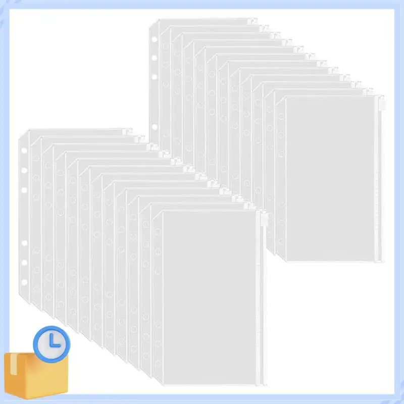 Popular 50PCS 6 Holes Binder Pouch Zipper Folders For 6-Ring Binder PVC Cash Budget Envelopes Zipper Bag