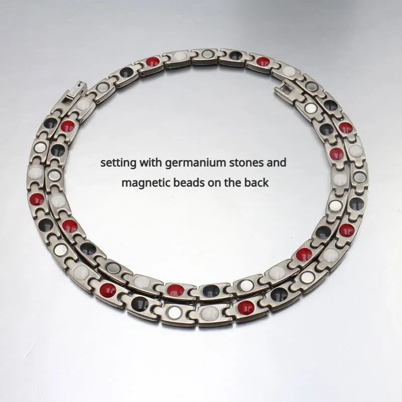 Pure Titanium Necklace With Germanium Stone Magnetic Beads Sandblasted Craft Elegant Clavicle Necklace Fashion Accessory 51cm