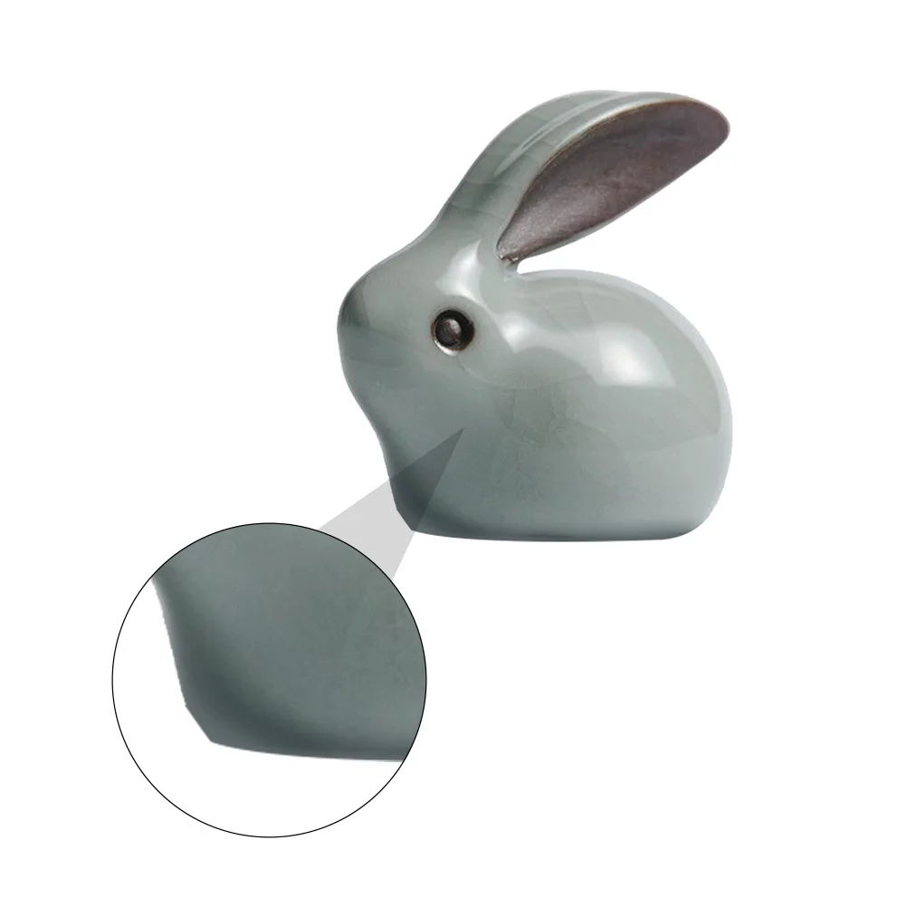 

Ceramic Rabbit Ornament Cyan Adorable Rabbit Decor Desktop Home Layout Decoration Tea Tray Craft Educational