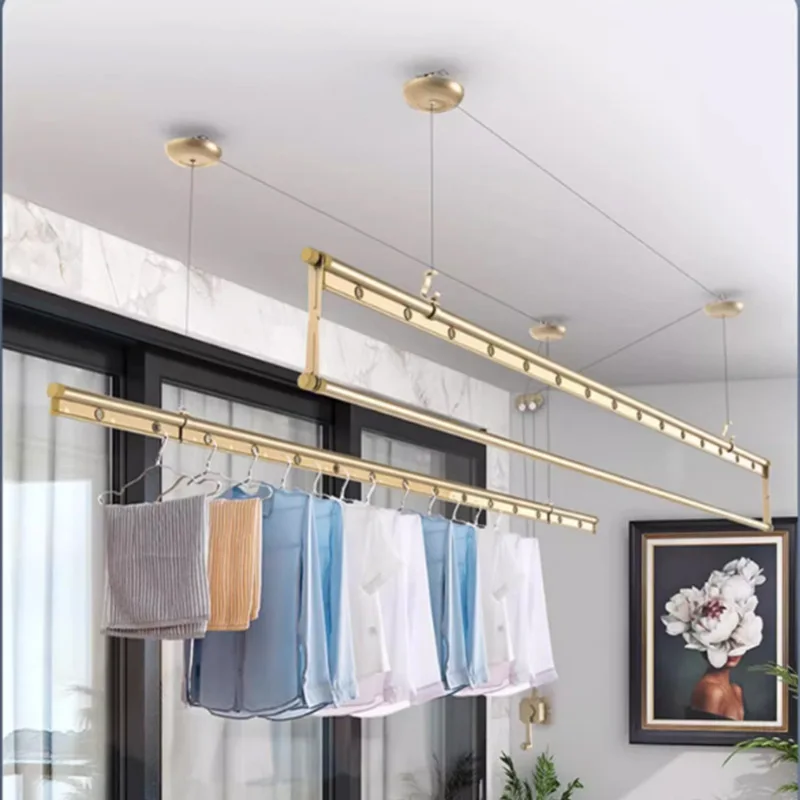 Manufacturer drying rack lifting hand crank drying rod hanging type bold thickened double rod household balcony drying quilt