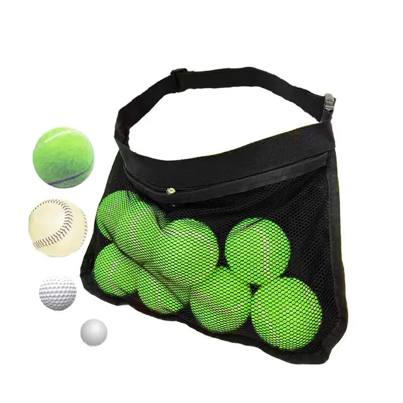 Tennis Ball Holder Bag Waist Bag Band Carrier Tennis Ball Holder Pouch Adjustable Mesh Waist Hip Ball Bag Band Travel Storage