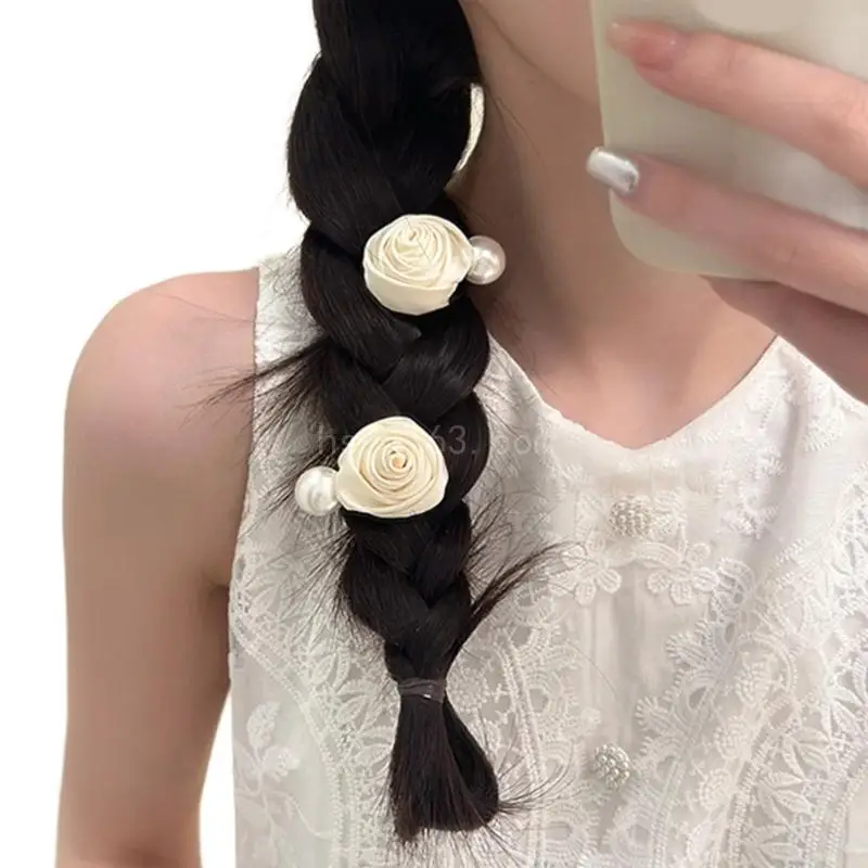 Fermagli per fiori con perle Fermagli per capelli in stoffa Accessori per capelli con fiori eleganti