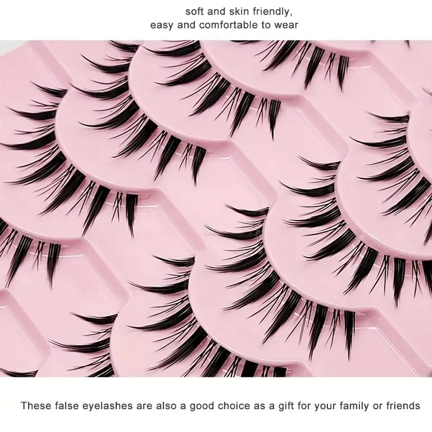 Sztuczne rzęsy Manga Lashes Cat Eye Lashes Spiked Lashes C Curl Lashes Wispy Natural Look Clear Band 10Pairs Pack