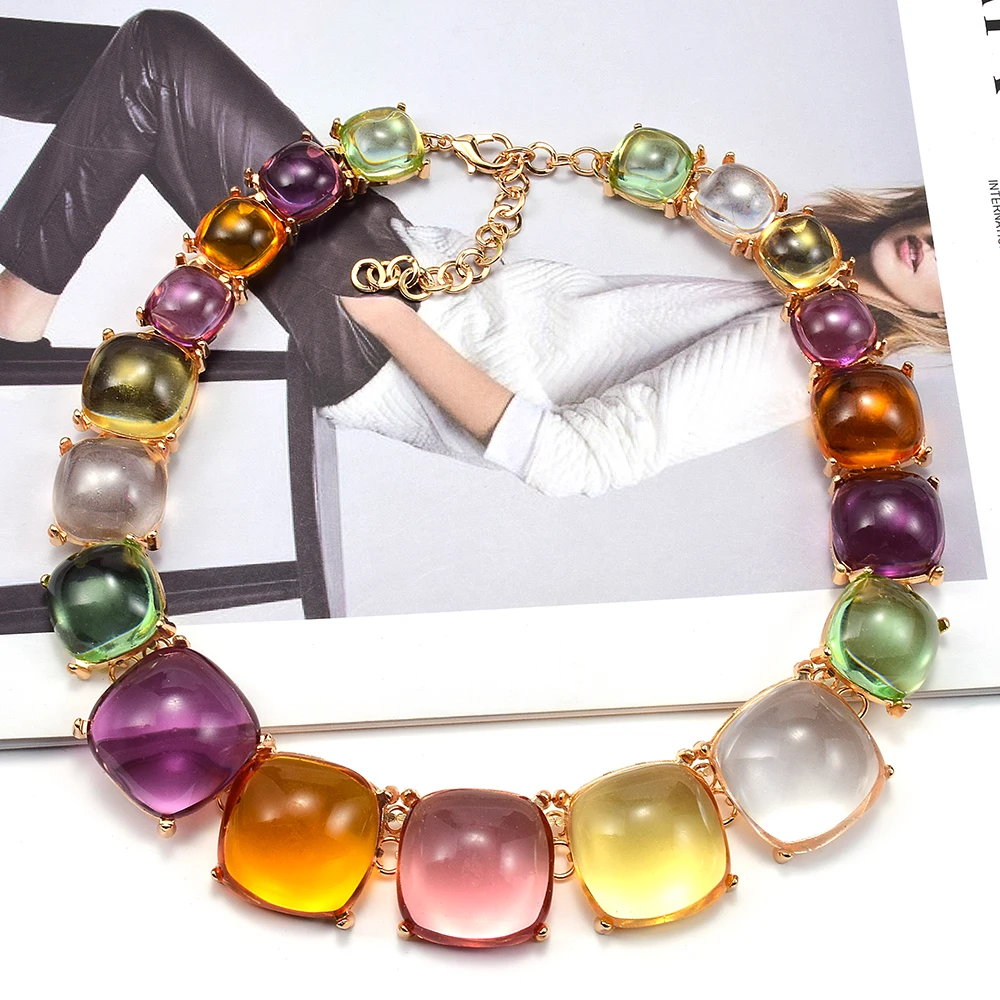 Trendy Fashion Transparent Resin Choker Necklace Jewelry For Women Statement Collar Acrylic Necklaces