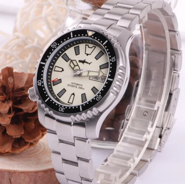 Heimdallr Men Automatic Watch 43.5mm Mechanical Wristwatch Diver 20Bar Water Resistant Full Luminous Dial Sapphire NH35