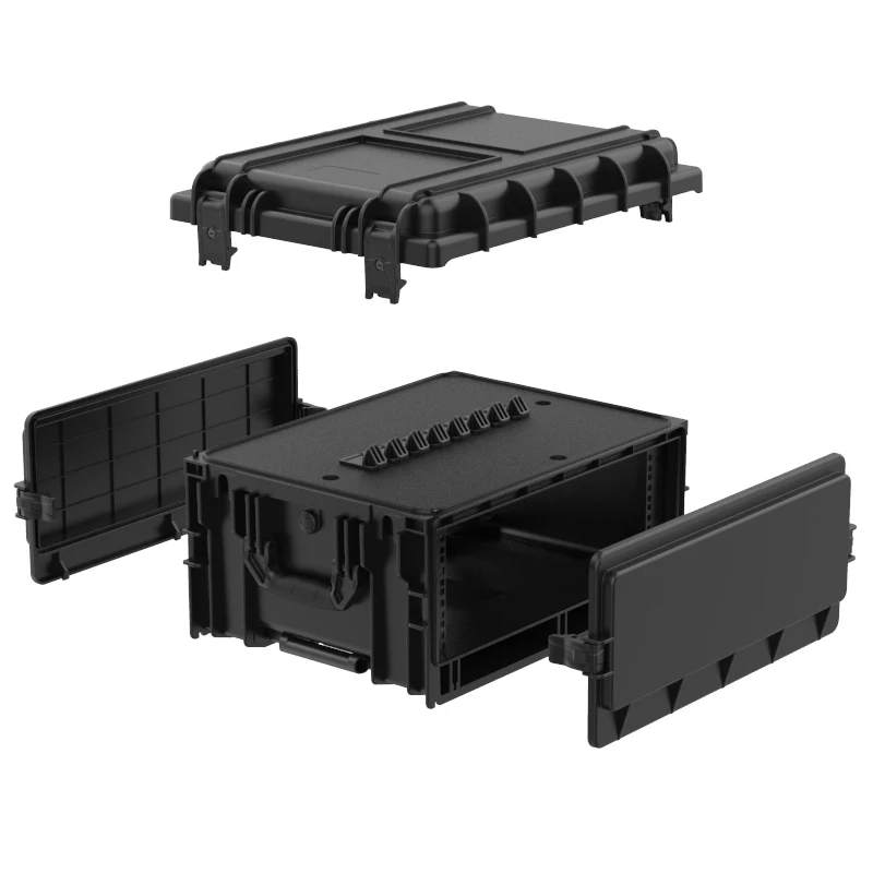 Case de Transporte Rígido de Plástico para Amplificador DJ 4U com Rodas - Resistente e Fácil de Transportar