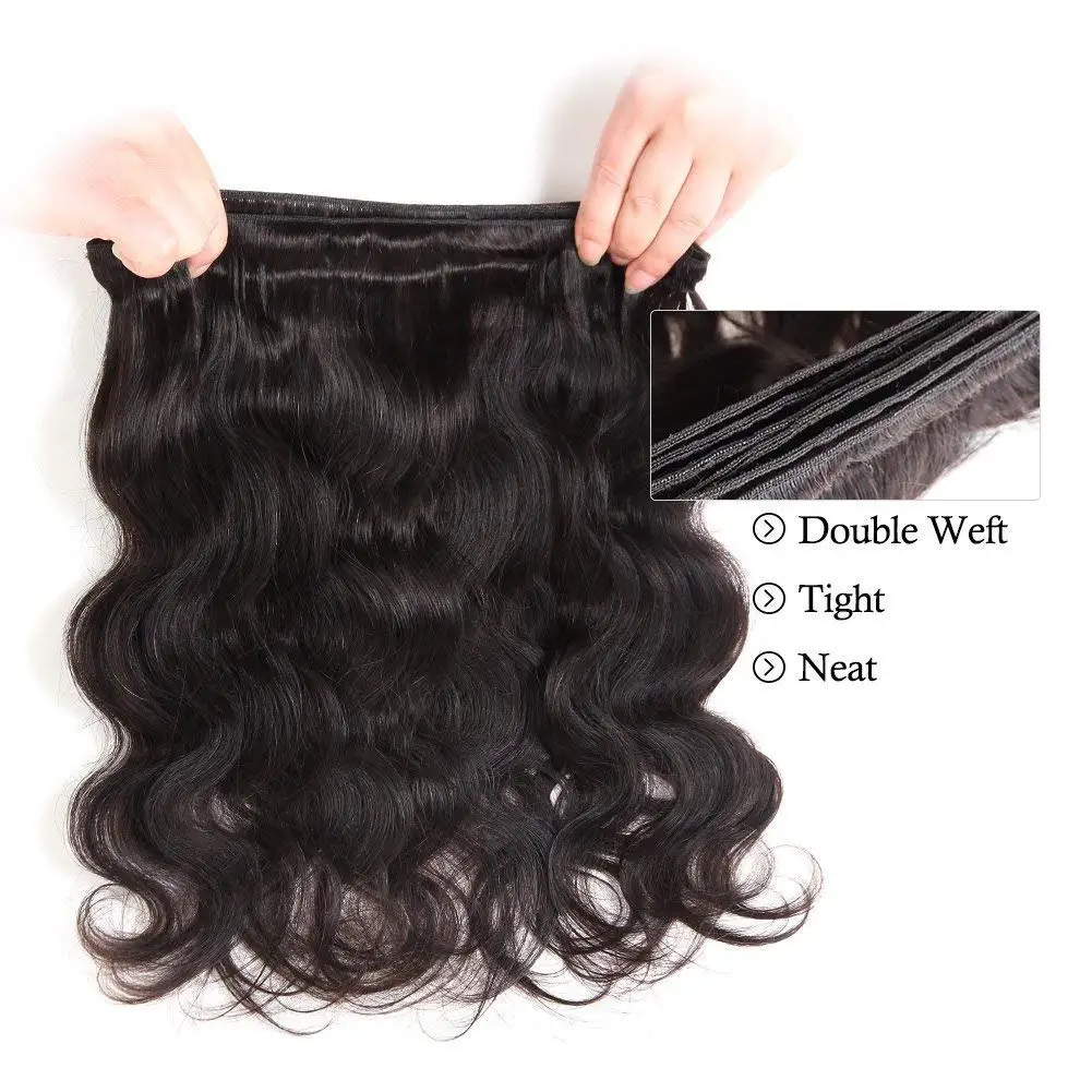 Body Wave มนุษย์ผมบราซิลทอผมสานสีดํา 3 4 ธรรมชาติ 30 40 นิ้ว Bundle Hair Extensions